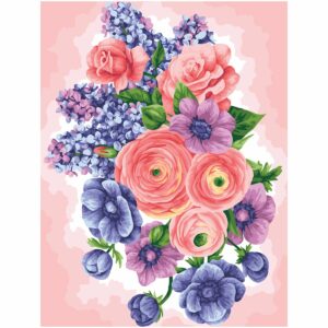Картина по номерам на холсте ТРИ СОВЫ "Цветы", 30*40, с акриловыми красками и кистями