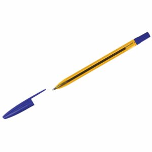 Ручка шариковая СТАММ "111" синяя, 1,0мм, тонированный оранжевый корпус