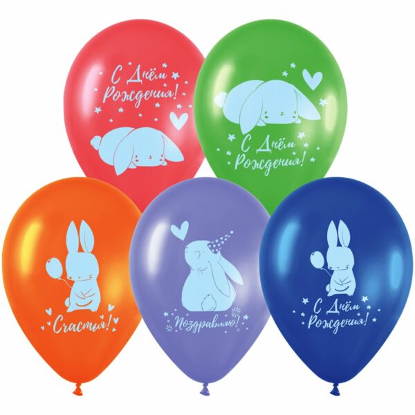 Воздушные шары,  10шт., М12/30см, MESHU "Honey bunny", пастель, ассорти