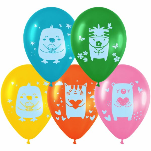Воздушные шары,  10шт., М12/30см, MESHU "Kids friends", пастель, ассорти