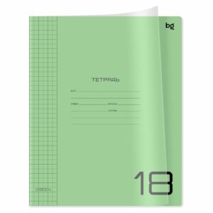 Тетрадь 18л., клетка BG "UniTone. Green", пластиковая прозрачная обложка