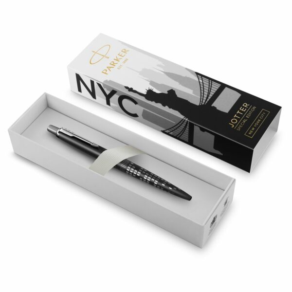 Ручка шариковая Parker "Jotter New York Black CT" синяя, 1,0мм, кнопочн., подарочная упаковка