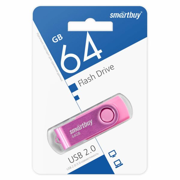 Память Smart Buy "Twist" 64GB, USB 2.0 Flash Drive, пурпурный