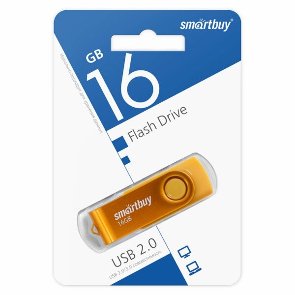 Память Smart Buy "Twist" 16GB, USB 2.0 Flash Drive, желтый