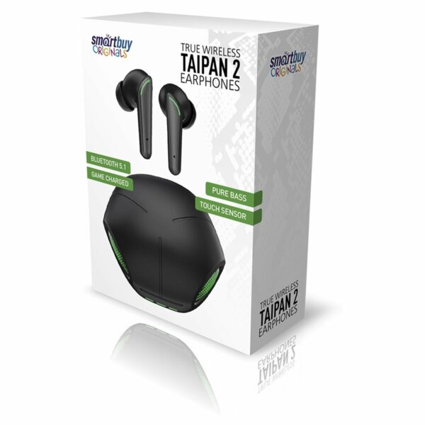 Наушники с микрофоном беспроводные Smartbuy Taipan 2, Bluetooth 5.0, TWS, сенс. упр., разъем Type-C, черный