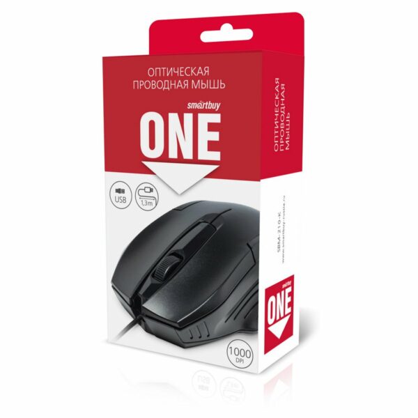 Мышь Smartbuy ONE 210-K, USB, черный, 3btn+Roll
