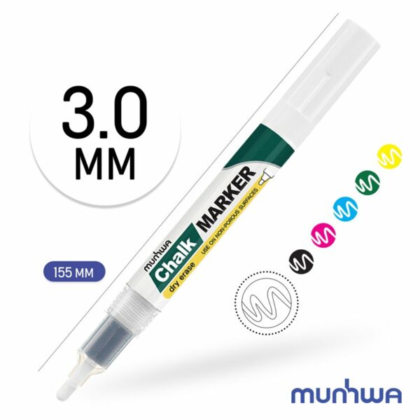 Маркер меловой MunHwa "Chalk Marker" белый, 3мм, спиртовая основа, пакет (2 шт.)