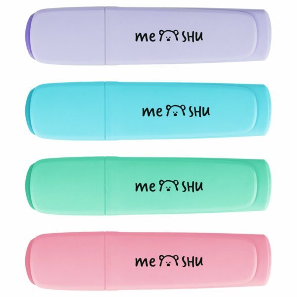 Набор текстовыделителей MESHU "Neko", 04цв., пастельные цвета, 1-5 мм, ПВХ бокс с европодвесом