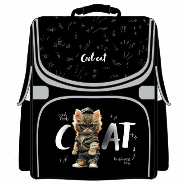 Ранец ArtSpace Junior "Cat on black" 37*28*21см, 1 отделение, 3 кармана, анатомическая спинка