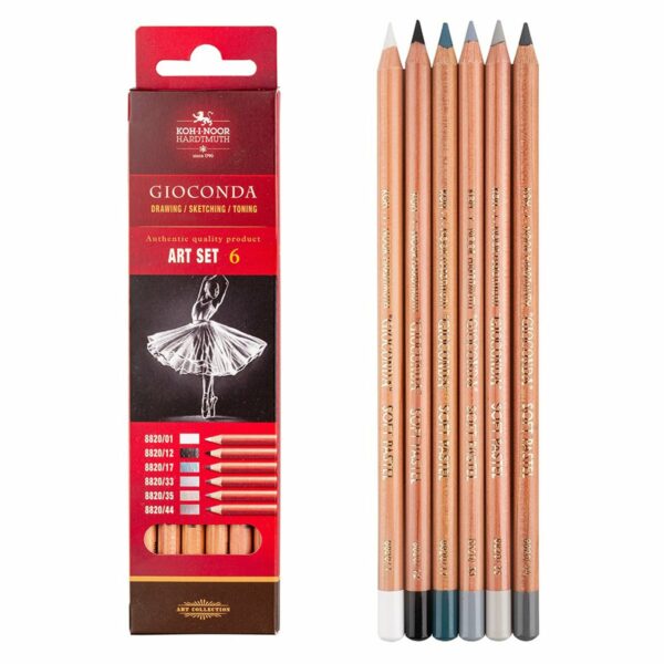 Пастельные карандаши Koh-I-Noor "Gioconda Soft 8826 Grey Line ", 6цв., картон. упак., европодвес