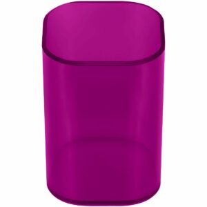 Подставка-стакан СТАММ "Фаворит", пластиковая, квадратная, тонированная фиолетовая