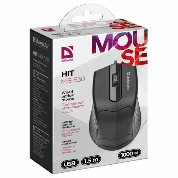 Мышь Defender Hit MB-530, USB, черный, 2btn+Roll