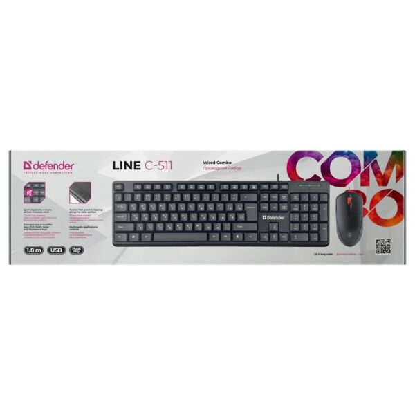 Комплект клавиатура + мышь Defender "Line C-511", черный