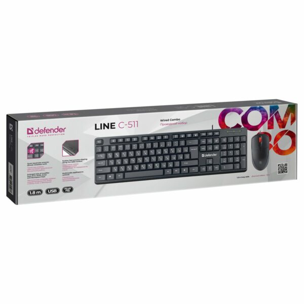 Комплект клавиатура + мышь Defender "Line C-511", черный