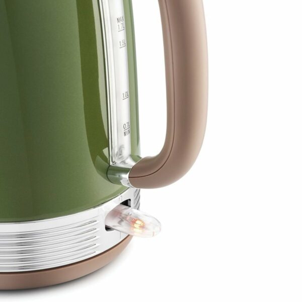 Чайник KITFORT КТ-6110, 1,7 л, 2200 Вт, закрытый нагревательный элемент, сталь, зеленый/бежевый