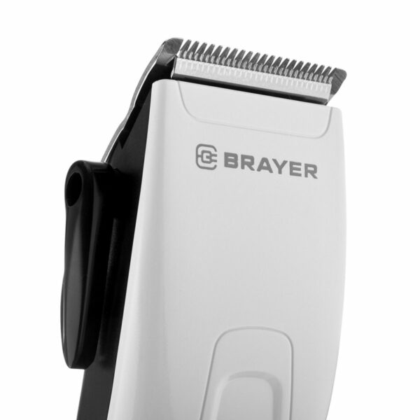 Машинка для стрижки волос BRAYER BR3430, 15 Вт, 4 насадки, сеть, белая