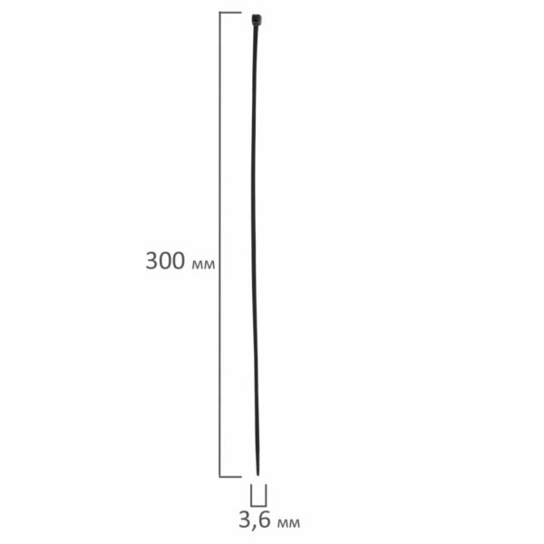 Хомуты (стяжки), нейлоновые, 3,6 мм х 300 мм, комплект 100 шт., PROCONNECT, черные, европодвес, 57-0301