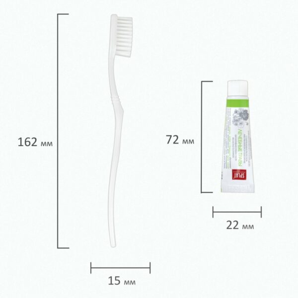 Зубной набор КОМПЛЕКТ 300 шт., HOTEL COLLECTION (зубная щётка + зубная паста 5 г), саше, флоупак, 2000306/1