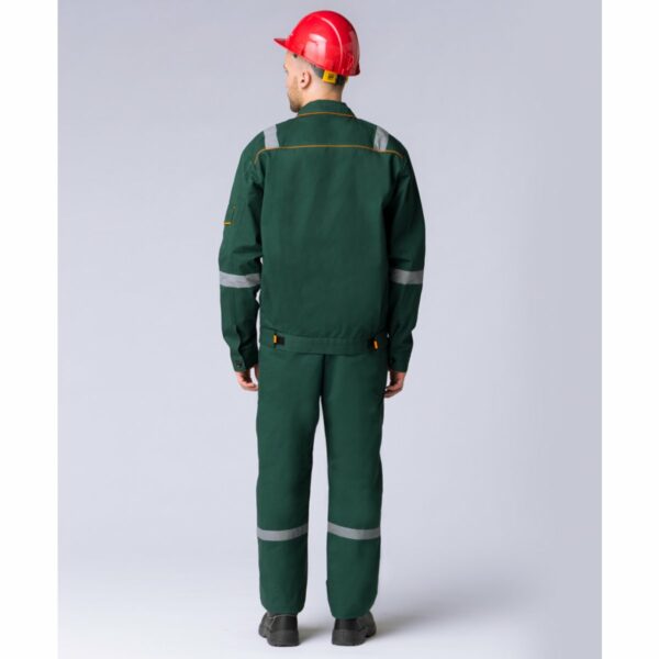 Костюм Респект (тк.Саржа,250) брюки, т.зеленый/оранжевый