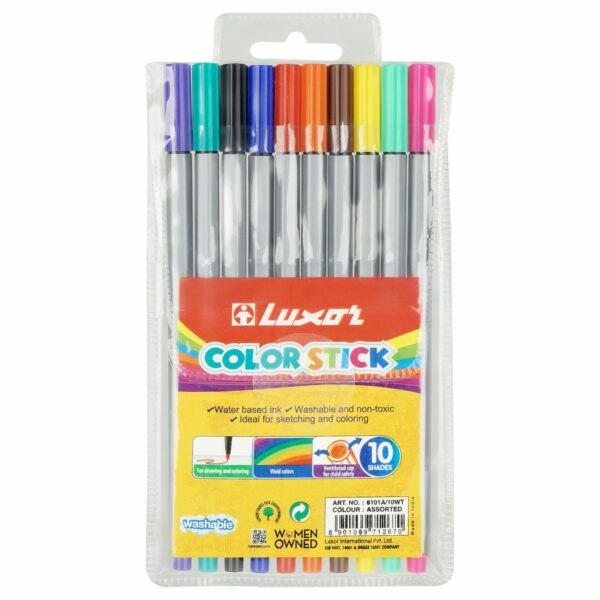 Фломастеры Luxor "Color Stick", 10цв., смываемые, ПВХ, европодвес