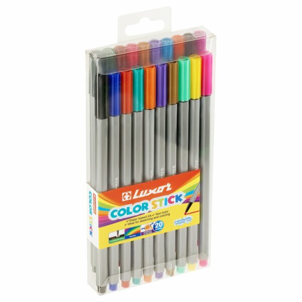 Фломастеры Luxor "Color Stick", 20цв., смываемые, ПВХ, европодвес