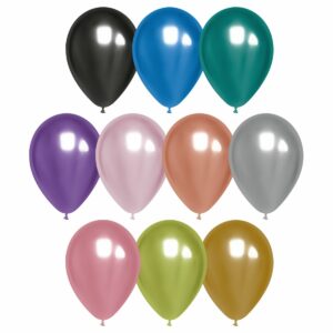 Воздушные шары,  50шт., М12/30см, MESHU, хром, ассорти