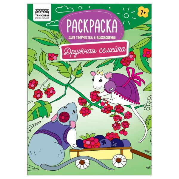 Раскраска А4 ТРИ СОВЫ "Для творчества и вдохновения. Дружная семейка", 16стр.