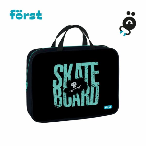 Папка текстильная с ручками 1 отделение, А4 Först "Skateboard", 350*265*80мм, текстиль, на молнии