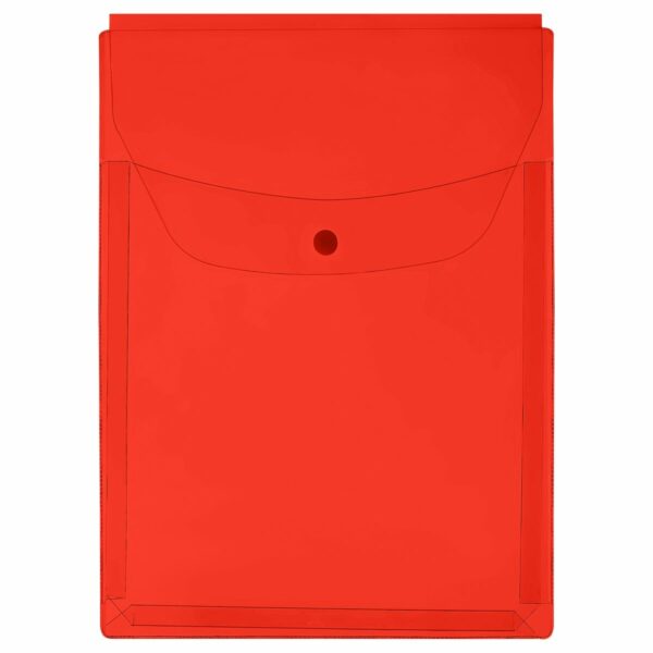 Папка-конверт на кнопке OfficeSpace А4, ПВХ, 180мкм, вертикальная, расширяющаяся до 250л., цветная, красная