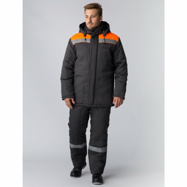 Костюм зимний Партнер NEW (тк.Смесовая,210) п/к, т.серый/оранжевый