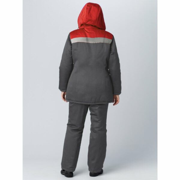 Куртка зимняя женская Вьюга СОП (тк.Смесовая,210), т.серый/красный