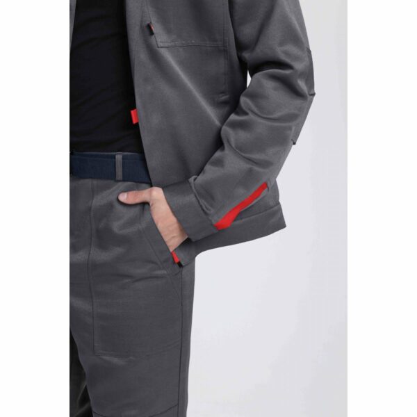 Костюм Фаворит-1 СОП усиленный IMP (тк.Смесовая,210) брюки, т.серый/серый/красный