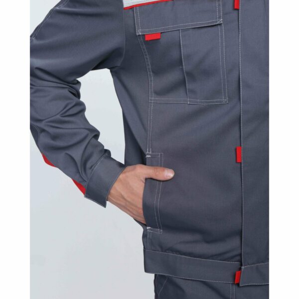 Костюм Фаворит-1 Премиум СОП IMP (тк.Смесовая,240) брюки, т.серый/серый/красный
