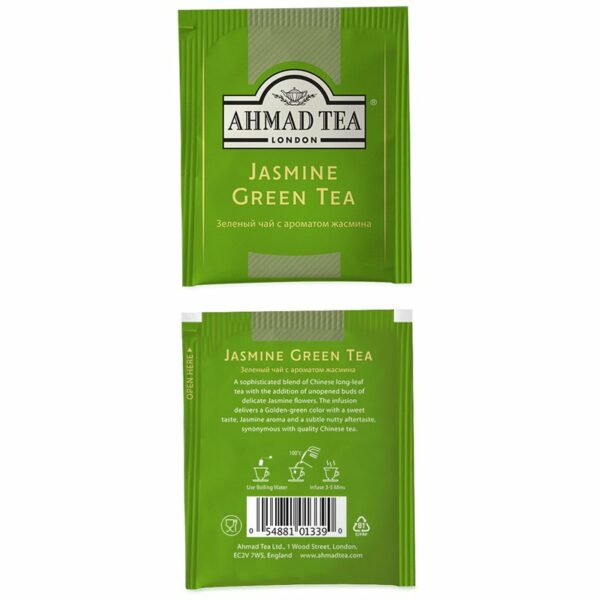 Чай Ahmad Tea "Jasmine Green Tea", зеленый с жасмином, 100 фольг. пакетиков по 2г