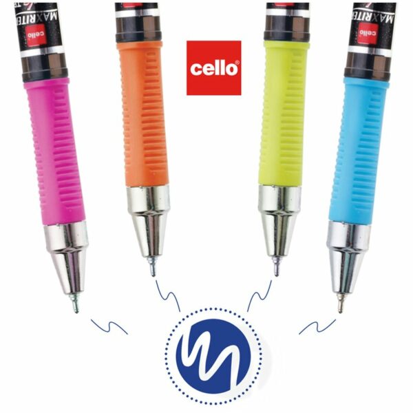Ручка шариковая Cello "Maxriter XS tinted black" синяя, 0,7мм, ассорти, грип, штрих-код