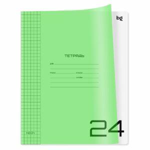 Тетрадь 24л. клетка BG "UniTone. Neon", пластиковая обложка, неон салатовый
