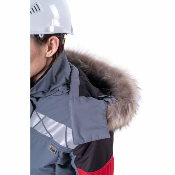 Куртка ХАЙ-ТЕК SAFETY зимняя, серый-красный-черный, женская