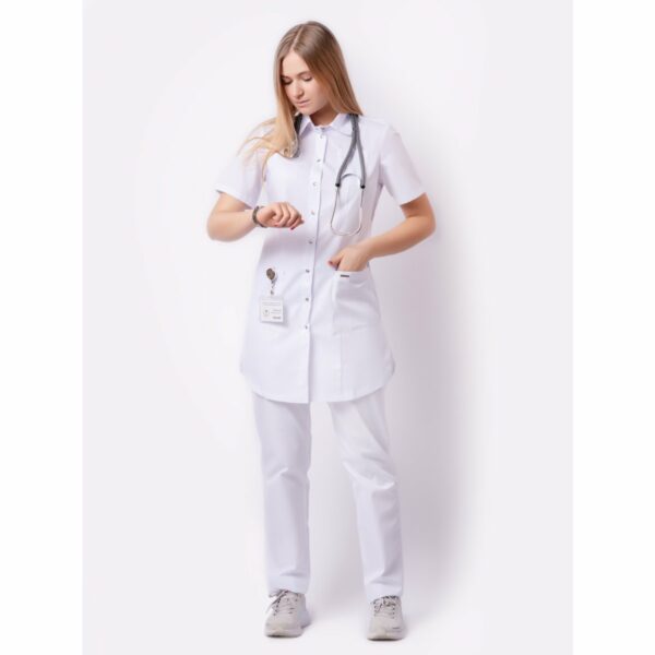 Блуза медицинская женская «Сафари», белый