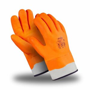 Перчатки НОРДИК КП (WG-785), джерси, ППУ, ПВХ полный, крага, цвет оранжевый флуоресцентный