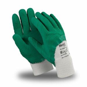 Перчатки БАРХАН РЧ (MG-241/TL-12), джерси, латекс частичный, резинка, цвет бело-зеленый