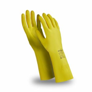 Перчатки ФОРСАЖ (CG-946), латекс 0.55 мм, 320 мм, хлопковая подкладка, цвет желтый