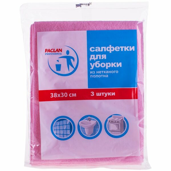 Салфетки для уборки Paclan "Professional", вискоза, 38*30см, 3шт, 90г/м2