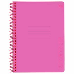 Тетрадь 48л., А5, клетка на пластиковом гребне, BG "Neon. Pink", пластиковая обложка