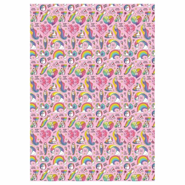 Упаковочная бумага глянц. 70*100см, MESHU "Unicorn", 80 г/м2, ассорти, 4 дизайна