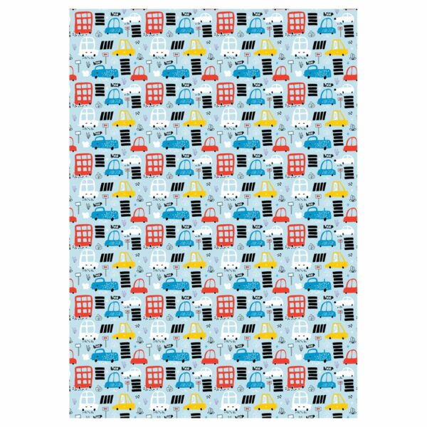 Упаковочная бумага глянц. 70*100см, MESHU "Cars", 80 г/м2, ассорти, 5 дизайнов