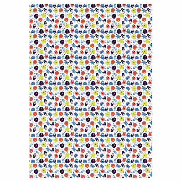 Упаковочная бумага глянц. 70*100см, MESHU "Monsters", 80 г/м2, ассорти, 3 дизайна