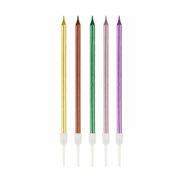 Свечи для торта с держателями MESHU "Metallic", ассорти, 11см, 10шт