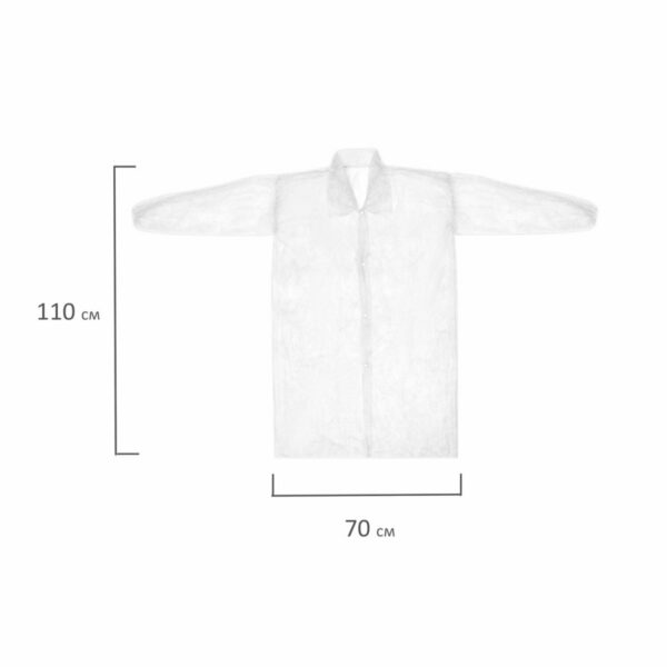 Халат одноразовый белый на кнопках КОМПЛЕКТ 10 шт., XL 110 см, резинка, 30 г/м2, ОПТИТРЕЙД