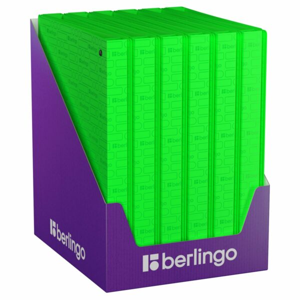 Папка на 4 кольцах Berlingo "Your Way", 24мм, 600мкм,  зеленый неон, D-кольца, с внутр. карманом