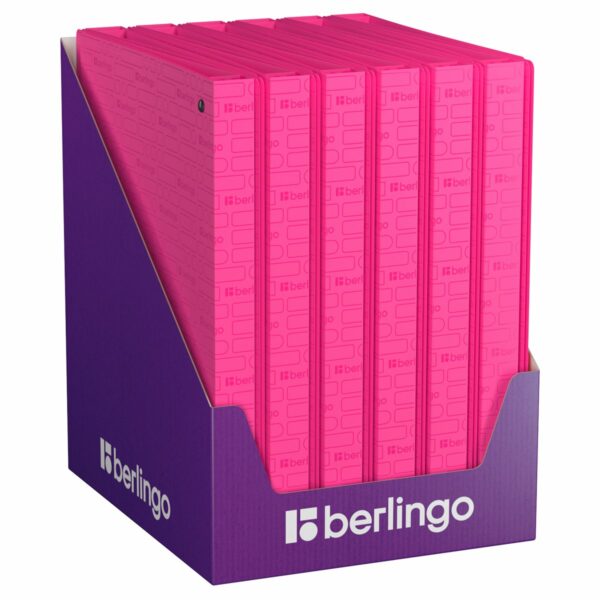 Папка на 4 кольцах Berlingo "Your Way", 24мм, 600мкм, розовый неон, D-кольца, с внутр. карманом